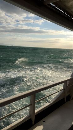 the view from a ferry looking out at the ocean