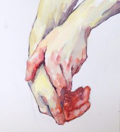 a drawing of two hands holding each other with the caption saying, drawing anatomy and art