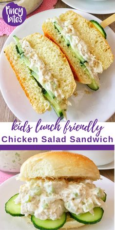 chicken salad sandwich with cucumbers and mayonnaise on the side for lunch