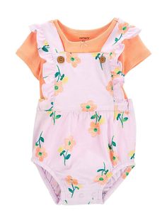 Orange/Pink Baby 2-Piece Tee & Coverall Set Carters Choose Size 9mo 18mo NEW   Quoted from manufacturer's site: Crafted in soft cotton, this matching set is complete with a cute tee to go underneath a bubble coverall. UPC # 195861704904 Features: 2-piece set Flutter/Short sleeves Strong snaps keep up with wear, wash, repeat Fabric & Care: 100% cotton Imported Machine washable Certified clean for your little one: STANDARD 100 by OEKO-TEX®20.HUS.39362       Brand new with tags. May show minor wear and tear from shelf storage.      Shipping ** Shipping varies by location. Expedited shipping available. This covers shipping, tracking number, and packaging materials.   Returns ** Returns only accepted on unopened items. There is a 20% restocking fee on all returns. Item must be returned in the s Baby Girl Style, Carters Baby Clothes, Baby Trend, Carters Baby, Cool Graphic Tees, Kids Outfits Girls, Girl Mom, Clothing Sets, Set Outfit