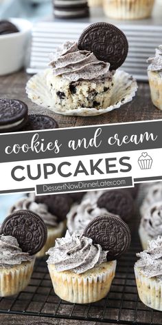 cookies and cream cupcakes on a cooling rack