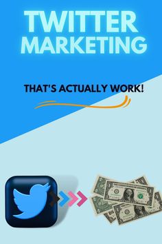 twitter marketing that's actually work infographical poster with money and blue background