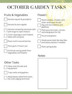 a printable october garden tasks list