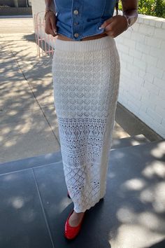 Product Details Self: 70% Polyester & 30% Cotton Lining: 100% Polyester Hand Wash Cold Openwork Crochet Material Elastic Waist Long Crochet Skirt Outfit, Crochet Baby Skirt, Crochet Skirt Outfit, Crocheted Skirt, Long Knit Skirt, Knit Skirt Outfit, Knit Skirt Pattern, Skirt Outfit Casual, White Skirt Outfits