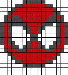 a cross stitch pattern with red and black squares on it, in the shape of a skull