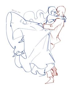 a drawing of two people hugging each other