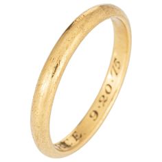 Vintage Cartier wedding band crafted in 18k yellow gold. The classic Cartier band is 3mm wide and ideal worn as a wedding band or ring for everyday wear. The ring is in good condition with light wear evident (light surface abrasions visible under a 10x loupe). We have not cleaned the ring in order to preserve the patina and collector value. Particulars: Weight: 4.2 grams Stones: N/A Size & Measurements: The ring is a size 10 1/4 (can be resized). The band measures 3mm wide (0.11 inches), rising Luxury Cartier Yellow Gold Rings, Cartier Wedding Band, Cartier Band, Cartier Wedding Bands, Cartier Wedding Rings, Cartier Vintage, Gold Sign, Wedding Band Sets, Dress Rings