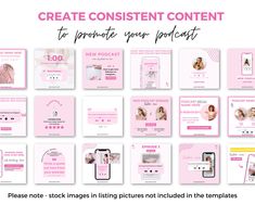 the pink and white website design is shown with text that reads create content content to promote your