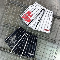 BARBWIRE MUAY THAI SHORTS (MID THIGH CUT) - BLACK / WHITE - Kill Crew Hip Hop Style Summer Shorts, Sporty White Athletic Shorts With Drawstring, Training Shorts With Drawstring, Training Drawstring Shorts, White Drawstring Shorts For Streetwear, Black Hip Hop Shorts For Summer, Hip Hop Black Summer Shorts, White Cotton Athletic Shorts With Drawstring, Black Gym Shorts With Drawstring