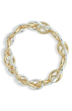 Goltone and rhodium plate give goes-with-anything shine to this chain-link bracelet. Goldtone plate/rhodium plate Imported Nordstrom Gold Jewelry For Formal Occasions, Nordstrom Gold Formal Jewelry, Silver Plated Metal Chain Bracelet, Chain Link Bracelet, Link Bracelets, Rhodium Plated, Chain Link, Silver Gold, Gold Tones