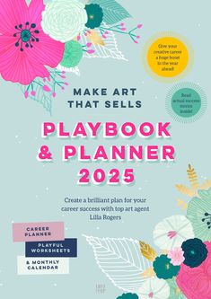 the book cover for make art that sells playbook and planner 2095 with flowers