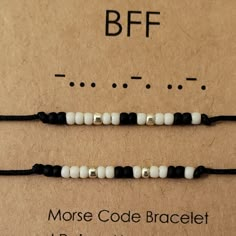 Morse Code Secret Message Bracelets. One For You And One For Your Bff. Glass Beads And 14k Gold Filled Space Beads. One Size Fits Most. Bff Morse Code Bracelet, Mose Code Bracelets, Best Friend Morse Code Bracelet, Morse Code Bracelet Ideas, Mores Code Bracelets, Friendship Bracelets Inspiration, Morse Code Bracelet Messages, Morse Code Bracelet Diy, Bracelet Best Friends