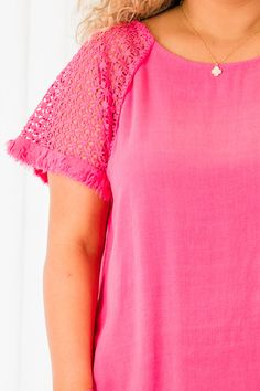 Because we know that you will love this top as much as we do! This top, in bold hot pink, features a unique frayed hemline and delicate crochet detailing! Elevate your style with this eye-catching piece and stand out from the crowd! Perfect for adding a pop of color to your wardrobe! 55% Linen, 45% Cotton Delicate Crochet, Rainbow Earrings, Cami Tanks, Babydoll Dress, Elevate Your Style, Bridal Collection, Resort Wear, Sweater Top, I Know