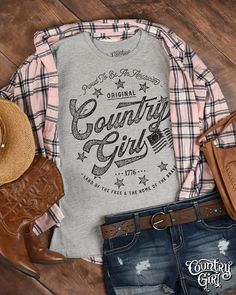 100% soft cotton fashion tee. Country Girl Clothing, Girls Clothing Stores, Country Tees, Proud American, Country Girls Outfits, Best Tank Tops, Country Shirts, Comfort Colors Tee, Girl Clothing