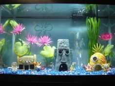 a fish tank filled with lots of different types of water plants and animals in it