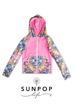 Opaline World Hybrid Hoodie UPF50+ available in size 2-12 #kidshoodies #girlfashion #upf50 #girlstyle #popart #kaleidoscope #butterfly #quickdry #moisturewicking #sunpoplife Kaleidoscope Butterfly, Favorite Outfit, Zip Ups, Comfort Fit, Size 2, Dress Up