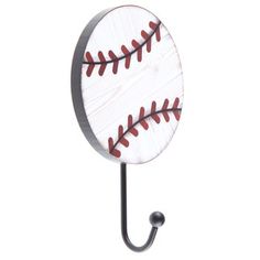 a baseball shaped hook on a white background