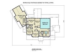 the floor plan for this house shows the living area, dining room and kitchen areas