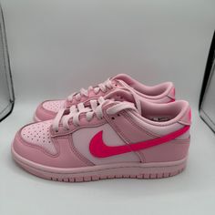 Nike Dunk Low “Triple Pink” 4y Or 5.5w Brand New With Box Message Me With Any Questions Dunks Jordans, Pink Shoes Jordans, Nike Pink Shoes, Low Top Dunks, Nike Dunk Low Triple Pink, Nike Triple Pink, Triple Pink Dunks, Women Dunks, Pink Nike Dunks