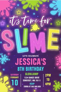 this is an image of a birthday party card with the words, it's time for