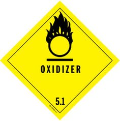 an oxidizer sign is shown with flames in the center and on the bottom