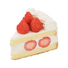 a piece of cake with strawberries on top