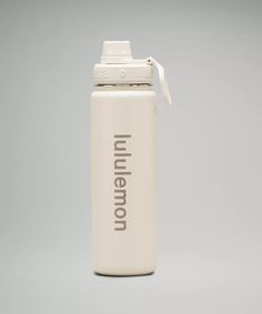 a white water bottle sitting on top of a table