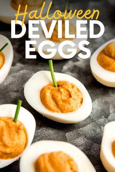 deviled eggs with halloween deviled eggs in them