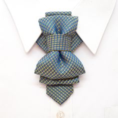 "Elegant Hopper tie \"Dream\" with fine jacquard pattern. The playful blue and light yellow pattern creates a chameleon-like change of colours. Shades change depending on the lighting: sometimes blue dominates, sometimes azure or white gold. That's why you will never get bored of looking in the mirror wearing it! The fabric is inspired by a traditional tie design, just without the discomfort. Our design is far more easy and pleasant to wear. Pair it with blue or beige suits and a white, champagn Unique Suits For Men Fashion, Men Ties, Men Ties Fashion Style, Men Tie, Mens Ties Fashion, Suit Accessories For Men, Tie Aesthetic, Mens Ties Repurposed, Mens Ties