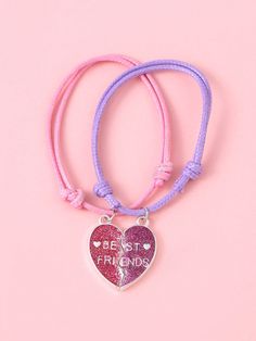 2pcs Bff Matching Heart Charm Bracelet For Best Friends Forever Multicolor    Zinc Alloy     Women Fashion Jewelry, size features are:Bust: ,Length: ,Sleeve Length: Best Friend Bracelets For 2, Bracelets Bff, Bff Jewelry, Bff Bracelets, Best Friend Bracelets, Pretty Jewelry Necklaces, Teen Jewelry, Bff Necklaces, Friend Jewelry