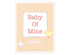 the baby of mine game is shown with an egg on it's back and purple gingham checkered background