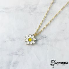 YOU CAN NOW SHOP ON MY NEW WEBSITE! www.summerstylebracelets.com This item is ready to ship! Customization is NOT available for this listing. These white daisy charm necklaces are brand new, and perfect for summer or the floral lover in your life! They feature an 18in gold plated stainless steel chain, and a classic lobster claw clasp. Summer Flower Pendant Necklace Gift, Trendy White Necklace For Spring, Trendy Summer Flower Charm Necklace, Yellow Dainty Jewelry For Summer, Dainty Yellow Jewelry For Summer, Dainty Yellow Summer Jewelry, Dainty White Necklaces For Spring, Dainty White Necklace For Spring, Minimalist White Jewelry For Spring