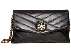 Tory Burch Kira Chevron Chain Wallet - Wallet Handbags : Black : Bring the opulence to your collection with the quilted leather Tory Burch Kira Chevron Chain Wallet with chain crossbody strap. Flap with turn-lock closure and exterior back slip pocket. Signature double 'T' hardware at front with flat bottom. Polyester lining features interior zip and slip pockets with six interior credit card slots. Imported. Measurements: Bottom Width: 8 1 4 in Height: 5 in Strap Length: 44 in Strap Drop: 22 in Wallet With Chain, Tory Burch Kira Chevron, Kira Chevron, Handbags Black, Tory Burch Kira, Chain Wallet, Wallet Chain, Quilted Leather, Black Handbags