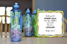 a plastic bottle filled with lots of different items