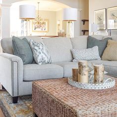 a living room with couches, tables and lamps on instagrams for the best family get together