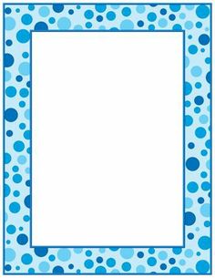 a blue and white polka dot pattern frame with a blank space for the word's name