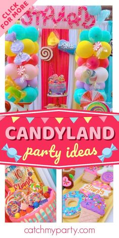 candy land party ideas with balloons and candies