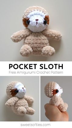 there is a crocheted stuffed animal that looks like a teddy bear