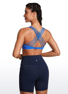 The Nakedfeel collection aims at providing silky soft feeling, while maintaining remarkable breathability and stretchability. These sports bras are suitable for low impact activities. Low-friction support for every distraction-free movement. Feature & Fitting: 
 Nakedfeel collection 
 Design for yoga 
 
 Light support,low cut 
 Pockets for removeable pads 
 Strappy back  for appropriate support 
 Fabric: 
 Buttery soft, so comfortable and lightweight 
 Slick, cool to touch 
 4-Way stretch, g Sports Bra With Built-in Padding For Light Exercise, Stretch Push-up Bra For Yoga, Push-up Sports Bra With Light Support For Yoga, Stretch Push-up Yoga Bra, Light Support Push-up Bra For Yoga, Push-up Bra With Light Support For Yoga, Push-up Bra Friendly Activewear For Yoga, Medium Support Sports Bra In Blue, Sports Bra With Light Support And Strappy Back