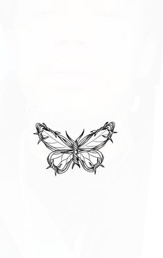 a black and white drawing of a butterfly