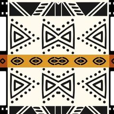 an abstract pattern with black and white colors on a yellow strip in the center is a stylized geometric design