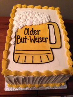 a cake with frosting on it that says older but - weiser