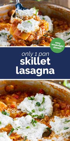 the skillet lasagna is ready to be eaten