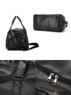 BirdinBag - Black PU Travel Bag: Shoe Compartment, Wet/Dry Separation, Large Capacity, Multi-functional for Daily Storage, Business Trips, Sports, Travel Rectangular Travel Bag With Zipper Pocket For Sports, Rectangular Sports Travel Bag With Zipper Pocket, Rectangular Travel Bag With Zipper Pocket, Rectangular Gym Bag With Zipper Pocket, Black Travel Shoulder Bag With Zipper Pocket, Black Shoulder Travel Bag With Zipper Pocket, Multifunctional Sports Bag With Zipper, Black Satchel Travel Bag With Zipper Pocket, Black Tote Travel Bag For School