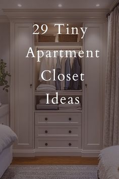 Stay organized in a small space with these 29 tiny apartment closet ideas! Using smart storage solutions like drawer dividers, stackable bins, and slim hangers, these ideas make it easy to keep your closet functional and clutter-free. 🖤✨ #ApartmentCloset #OrganizedLiving Tiny Home Closet Ideas, Small Bedroom Clothes Storage, Apartment Closet Ideas, Apartment Closet Organization Ideas, Tiny Walk In Closet Ideas, Small Deep Closet, Small Apartment Storage Solutions, Tiny Closet Organization, Apartment Closet