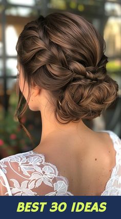 Transform your look with 30 breathtaking braided bun hairstyles that'll leave everyone in awe. These intricate updos blend creativity and elegance, perfect for all hair types and lengths. From romantic wedding styles to edgy festival looks, there's a braided bun for every occasion. Embrace your inner hairstylist and create stunning masterpieces with your locks. Braided And Bun Hairstyles, Bridesmaid Bun With Braid, Updo With Side Braid, Wedding Hair Updo With Braid, Gala Updo, Bridal Updo With Braid, Braid Updo Wedding, Braid Bun Hairstyles, Low Braided Bun