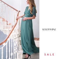 Soft, flattering & utterly feminine, Seraphine's Sage Green Maxi Maternity & Nursing Wrap Dress is a stunning style for special occasions - we love it for weddings. Elegant V-neck Maternity Gown, Elegant Floor-length Maternity Dress For Wedding, Elegant Summer Maternity Bridesmaid Dress, Elegant Flowy Maternity Summer Dress, Elegant Maternity V-neck Gown, Elegant Green Maternity Dress, Elegant Maternity Gown With V-neck, Elegant Maternity Flowy Gown, Elegant Green Maternity Dress For Party