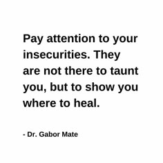 a quote that says pay attention to your insecities they are not there to taut you, but to show you where to heal