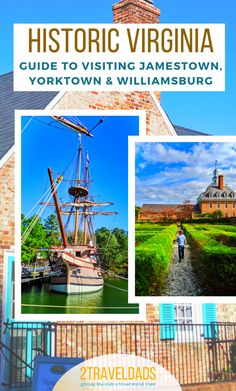 the cover of a travel guide to visiting jamestown, yorktown and williamsburg