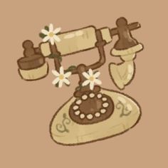 an old fashioned phone with flowers on it